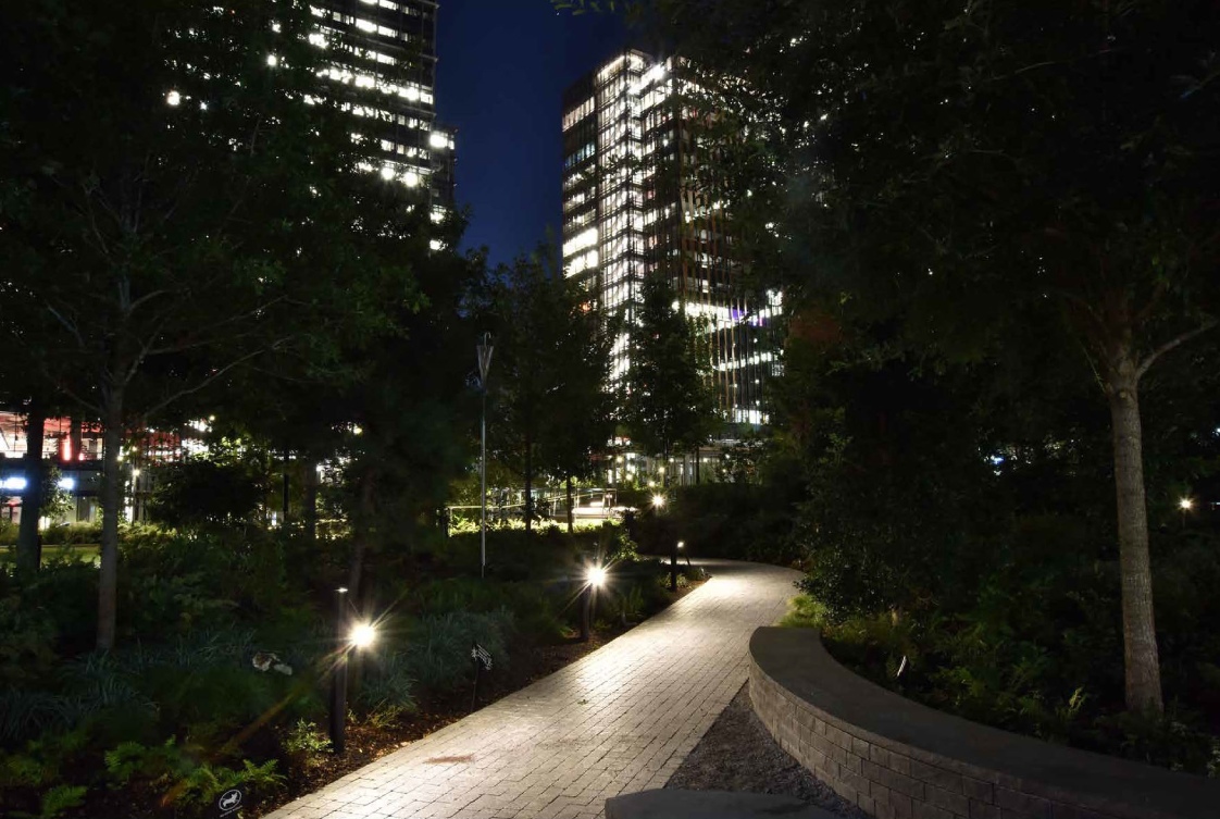 Nebula Pollerleuchte beleuchtet Washingtons Stadtpark